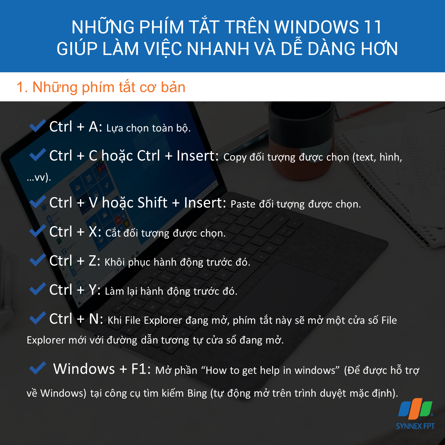 Phím tắt giúp tăng hiệu suất làm việc