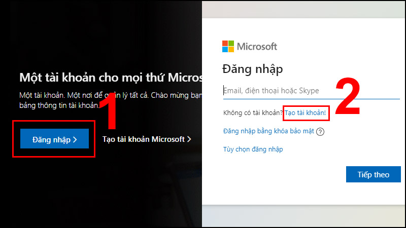 Cách tạo tài khoản Microsoft