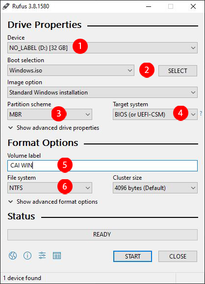 Chọn ISO Windows trong Rufus