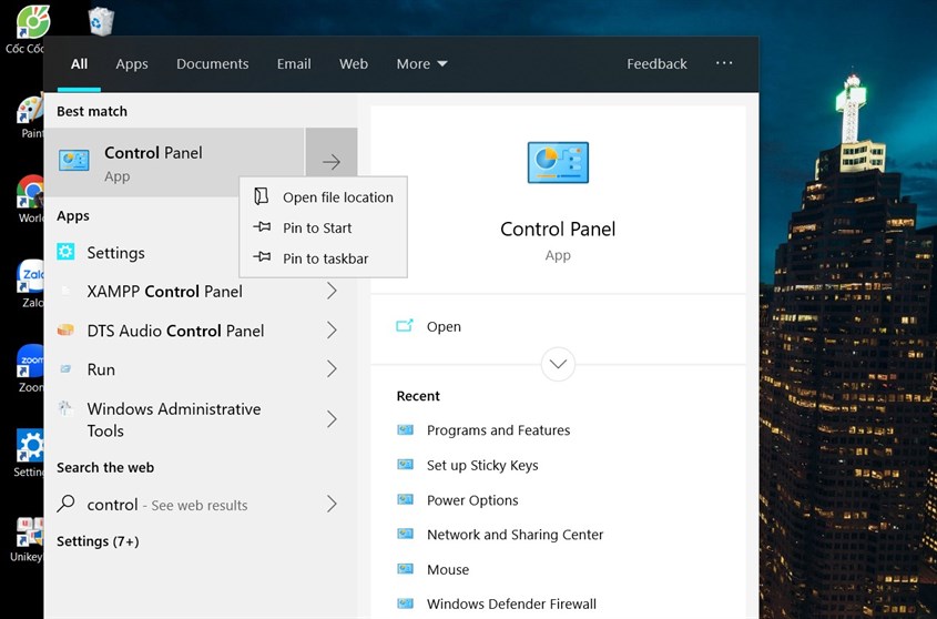 Cách sử dụng Control Panel