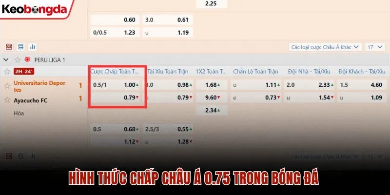 Hình thức chấp châu Á 0.75 trong bóng đá